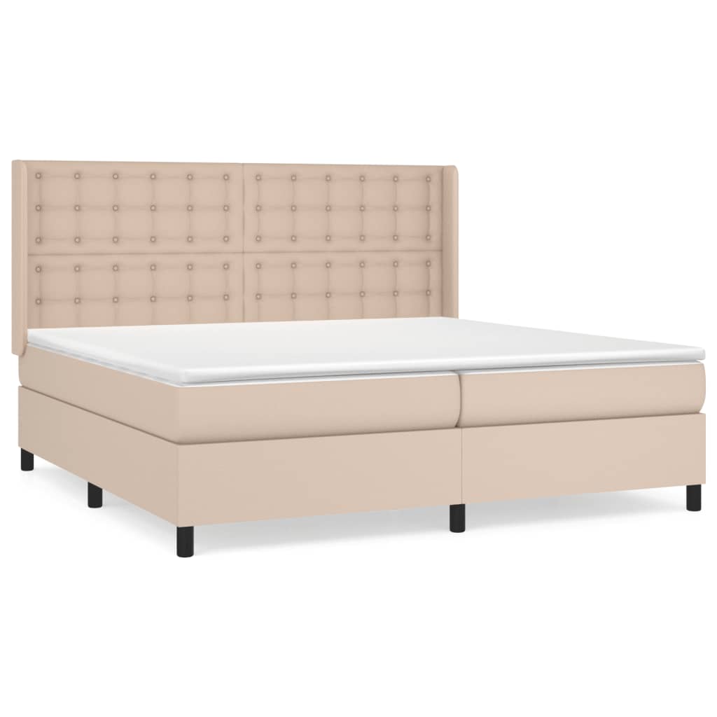 Matelas à sommier tapissier cappuccino-marron 200x200cm cuir artificiel
