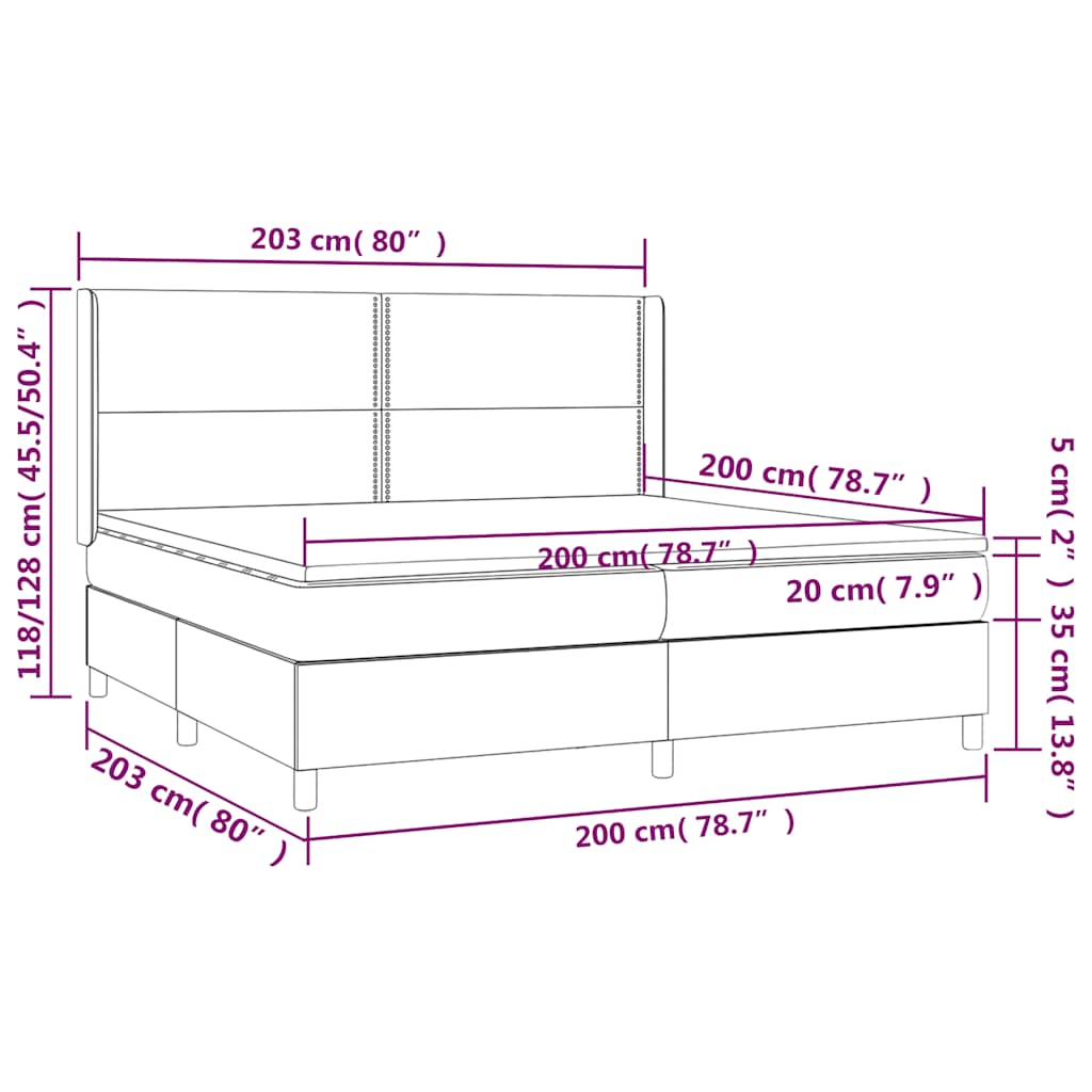 LED Boxspringbett mit Kopfteil Schwarz Stoff