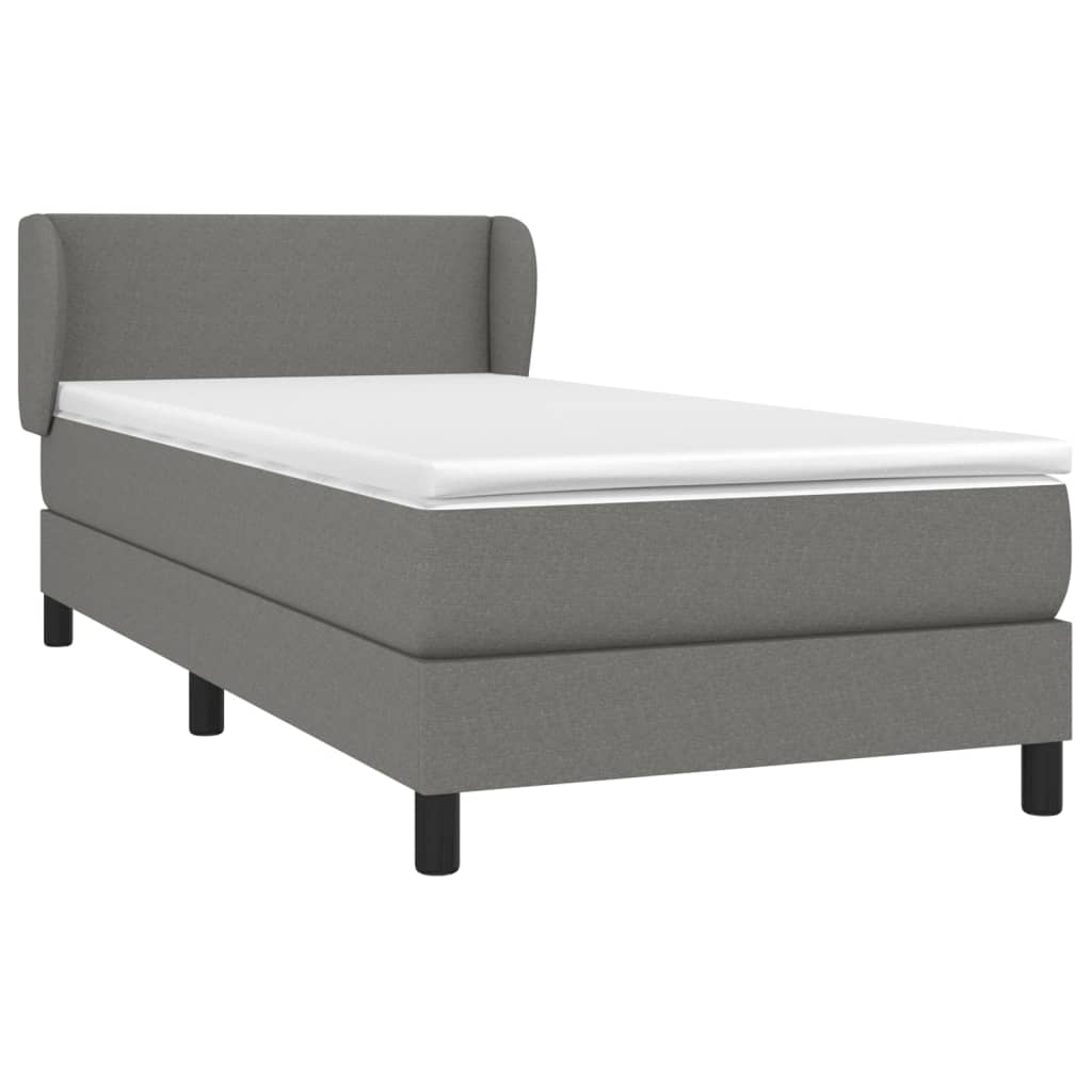 Lit sommier tapissier avec matelas tissu gris foncé 100x200 cm