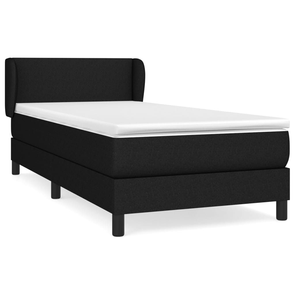 Lit à sommier tapissier avec matelas tissu noir 100x200 cm