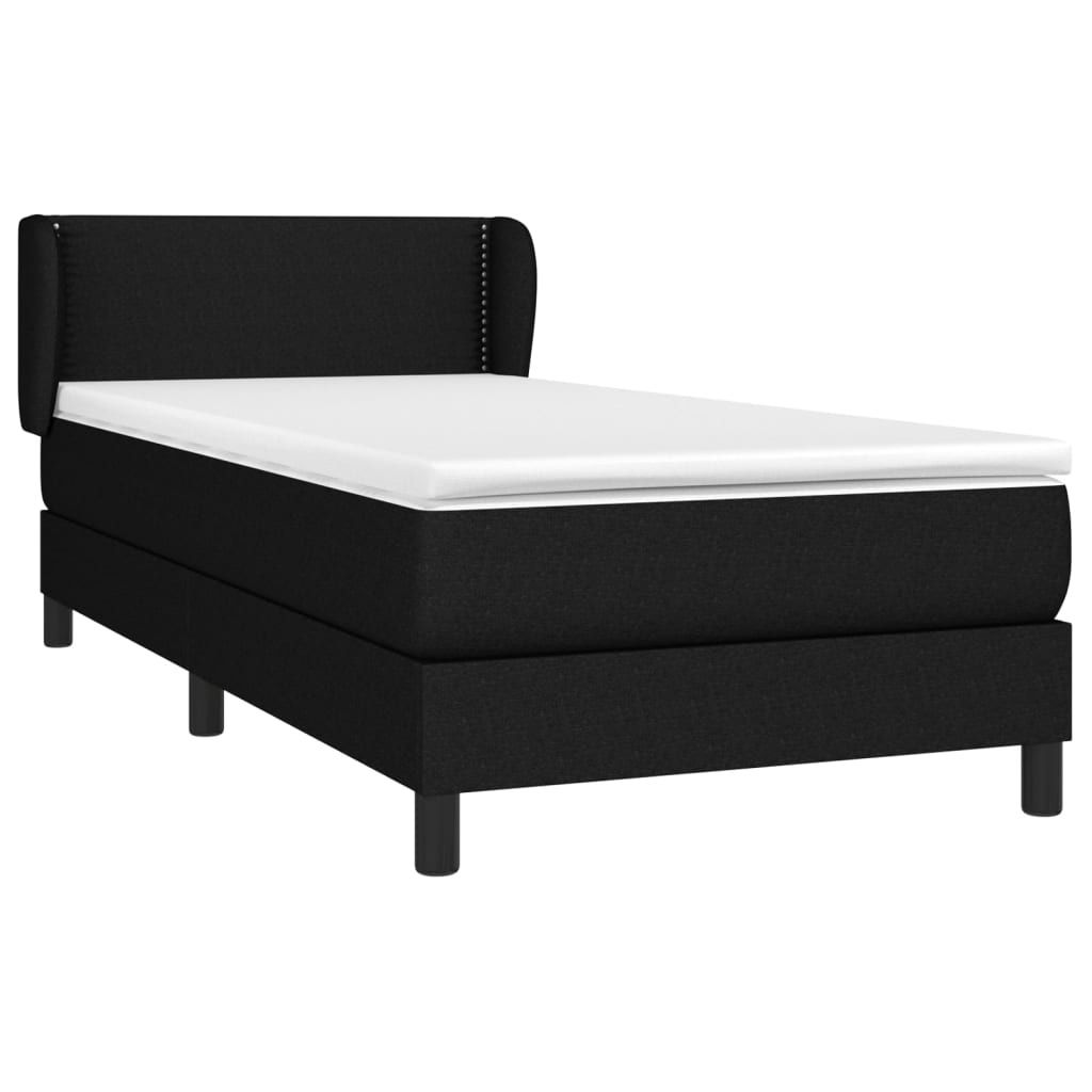 Lit à sommier tapissier avec matelas tissu noir 100x200 cm