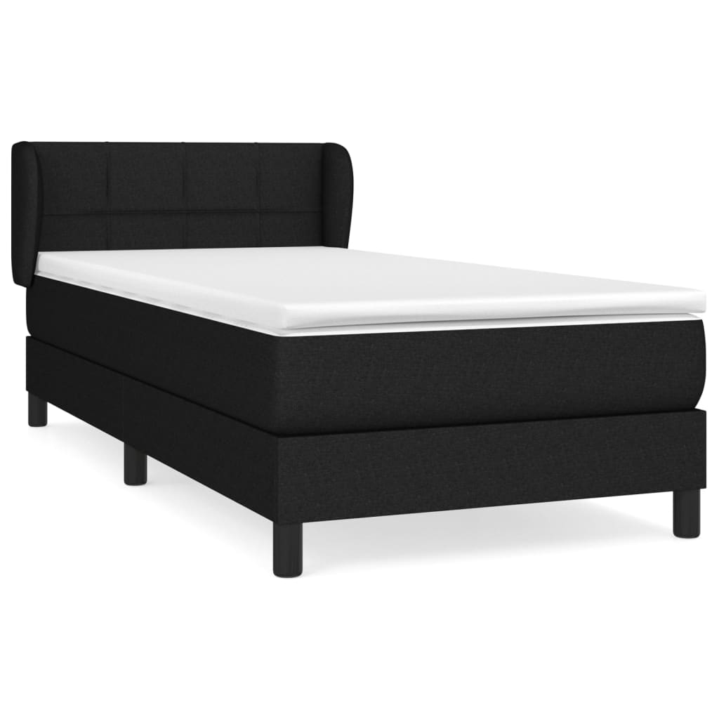 Lit à sommier tapissier avec matelas tissu noir 100x200 cm