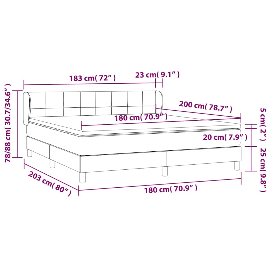 Boxspringbett mit Matratze Creme 180x200 cm Stoff