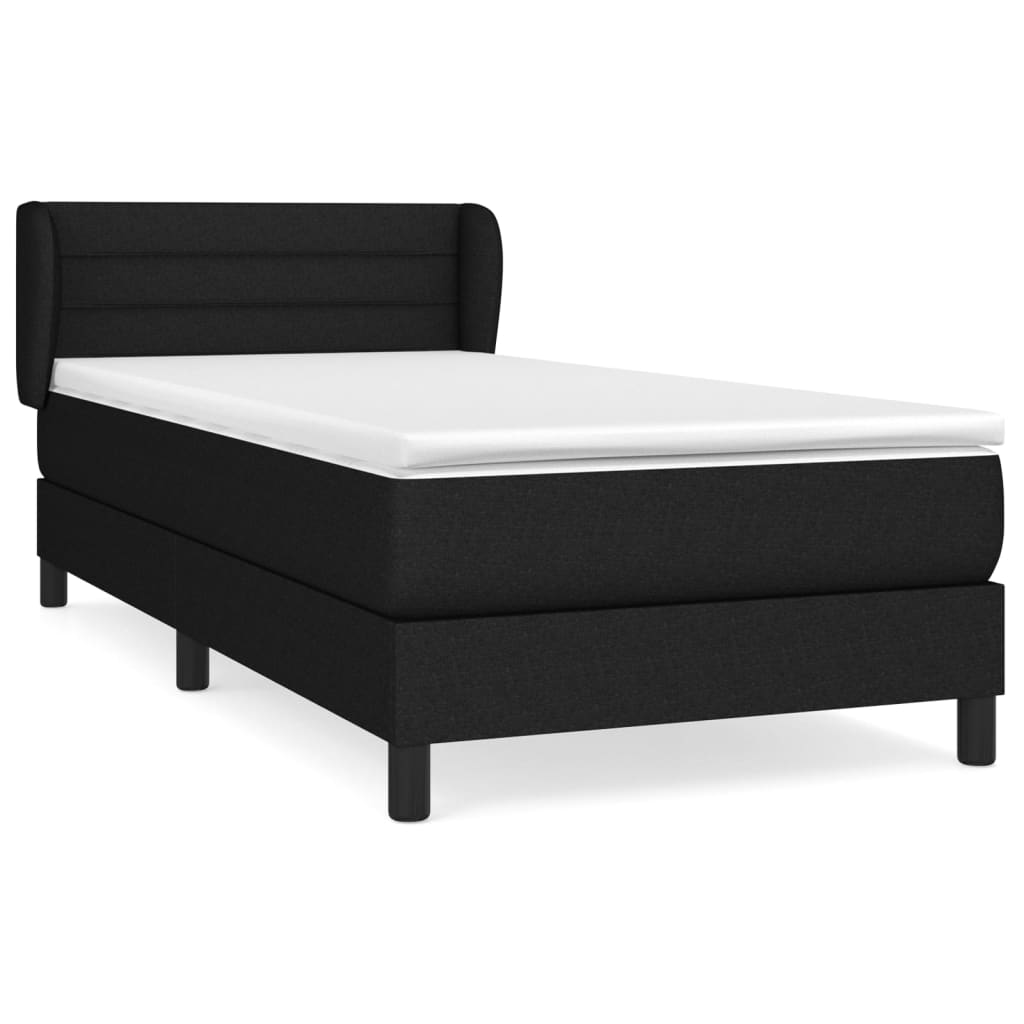 Lit à sommier tapissier avec matelas tissu noir 100x200 cm