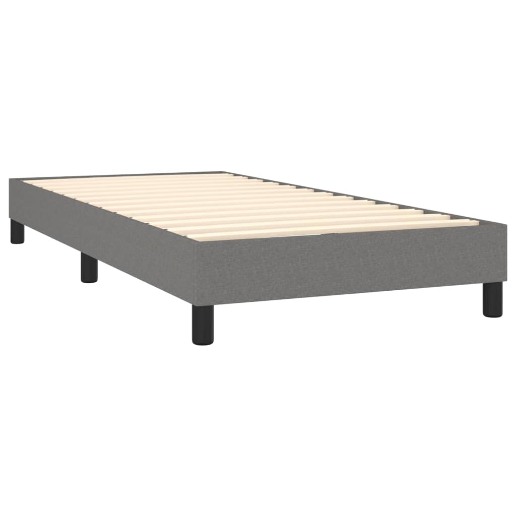 Lit sommier tapissier avec matelas tissu gris foncé 100x200 cm