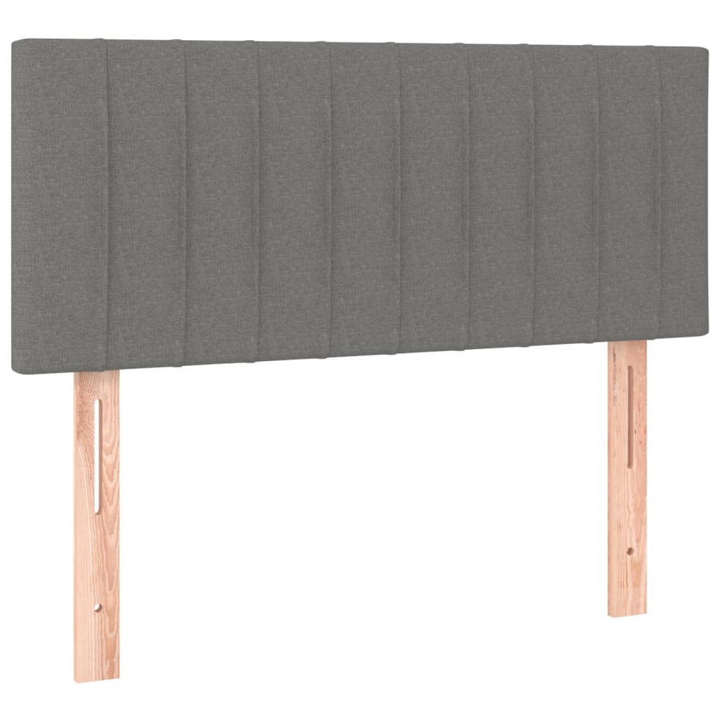 Lit sommier tapissier avec matelas tissu gris foncé 100x200 cm