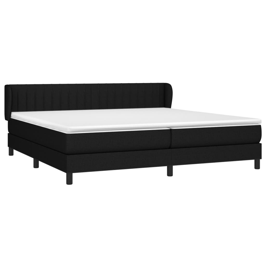 Lit à sommier tapissier avec matelas tissu noir 200x200 cm
