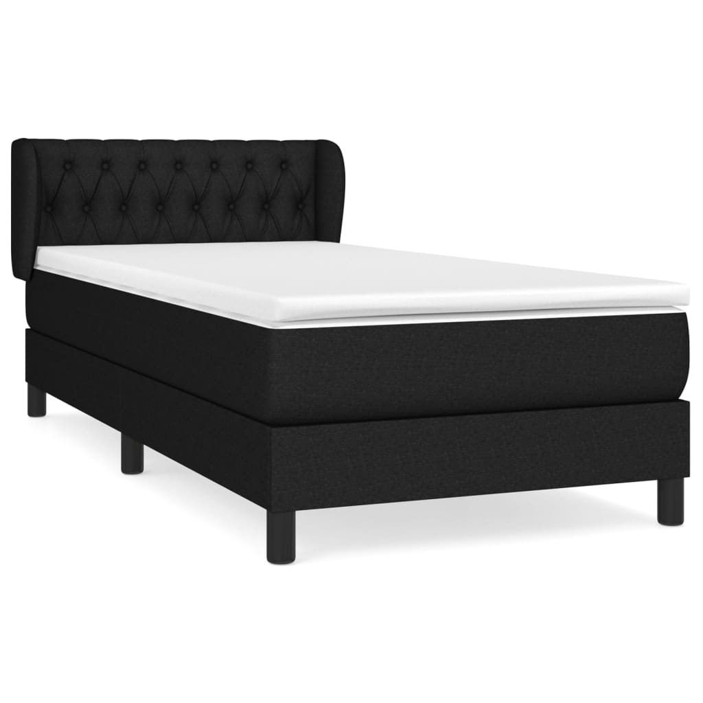 Lit à sommier tapissier avec matelas tissu noir 100x200 cm