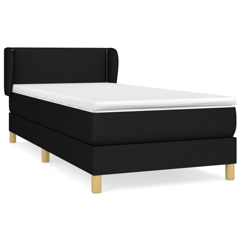 Lit à sommier tapissier avec matelas tissu noir 80x200 cm