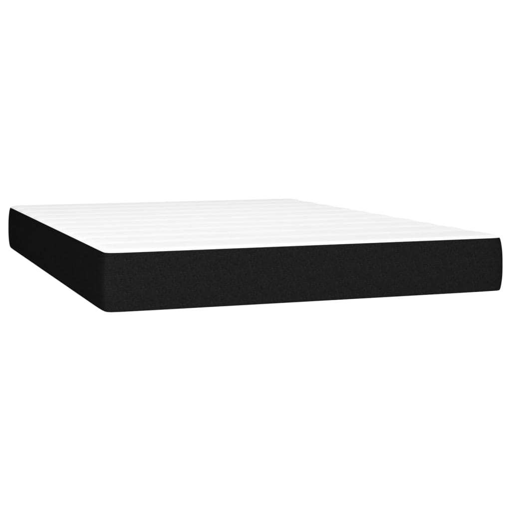 Lit à sommier tapissier avec matelas en tissu noir 140x190 cm