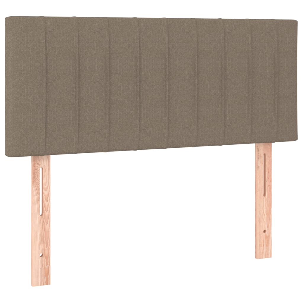Lit sommier tapissier avec matelas tissu taupe 90x200 cm
