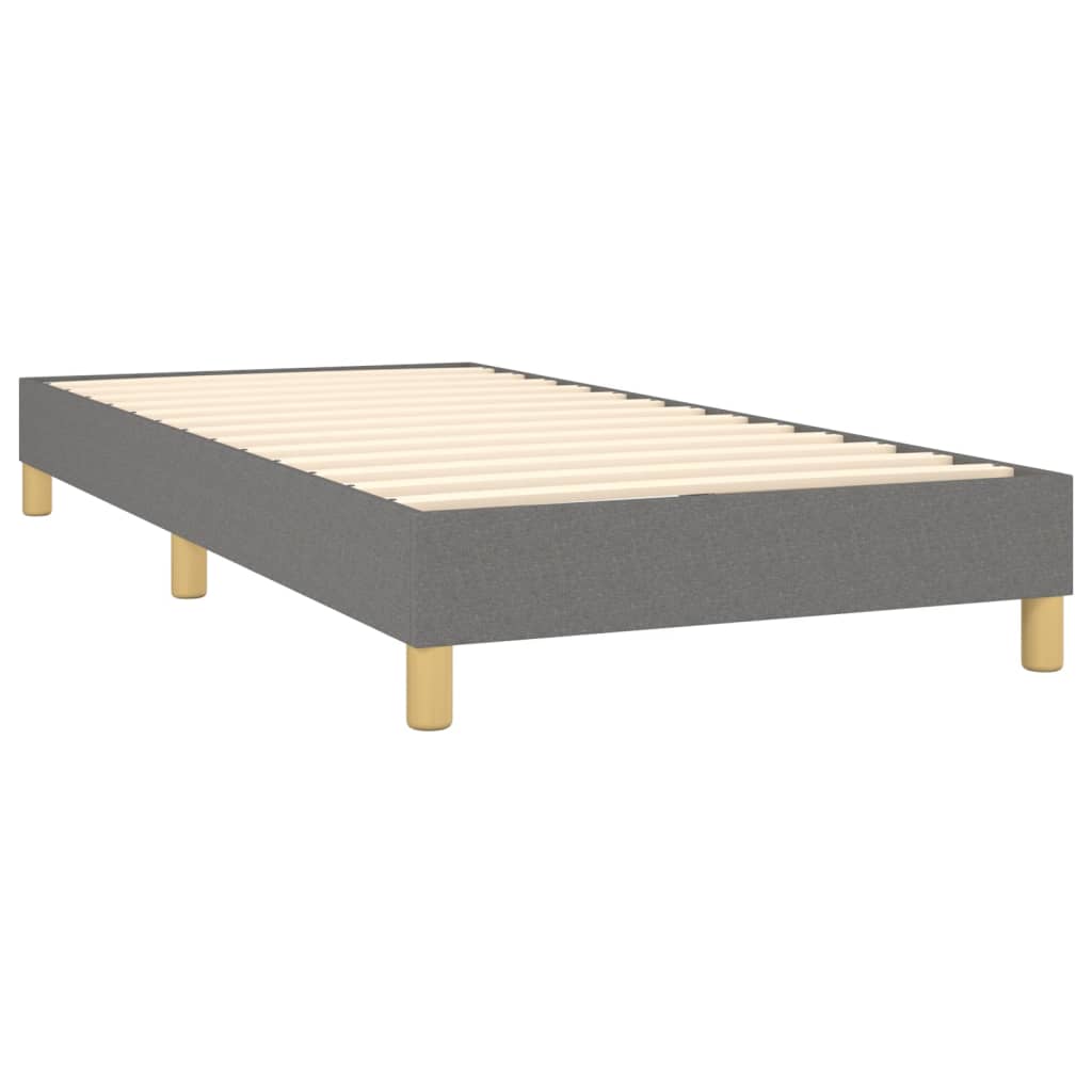 Lit sommier tapissier avec matelas tissu gris foncé 100x200 cm