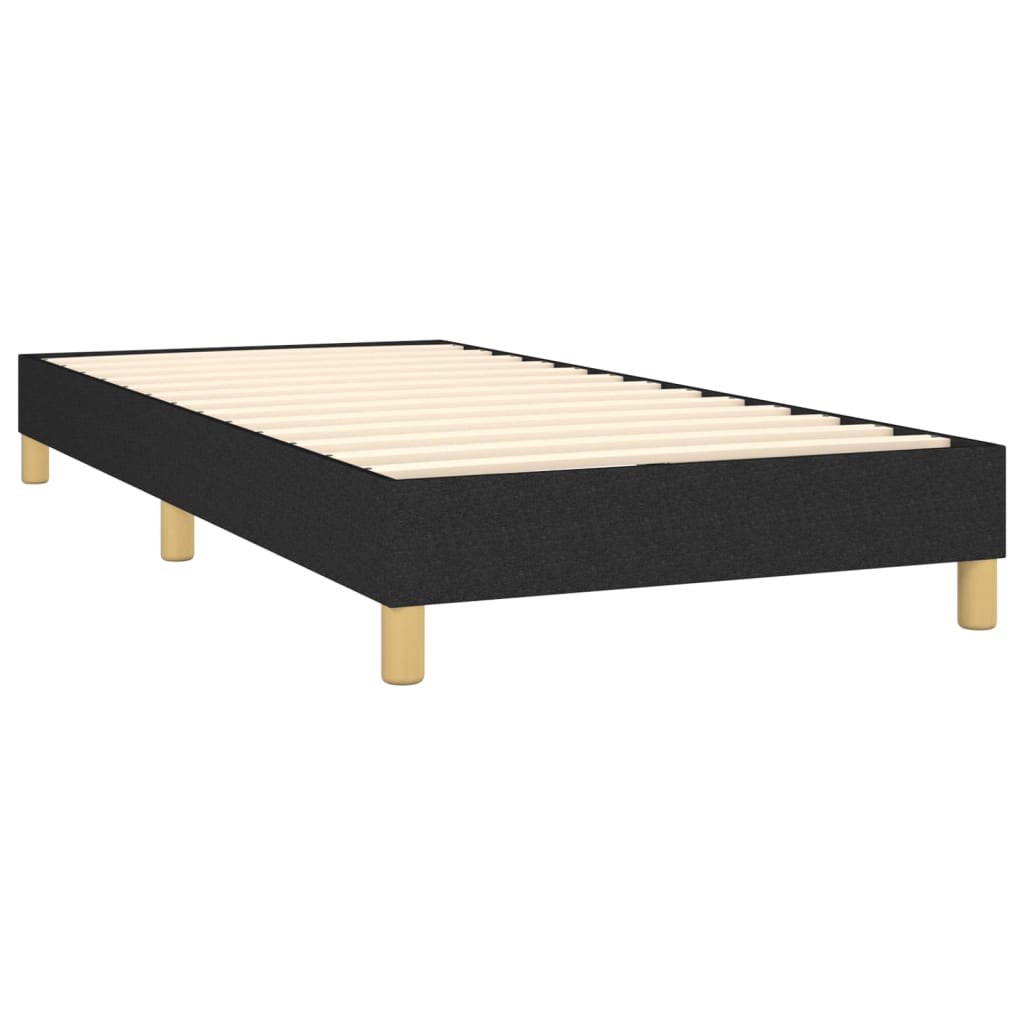 Lit à sommier tapissier avec matelas tissu noir 80x200 cm