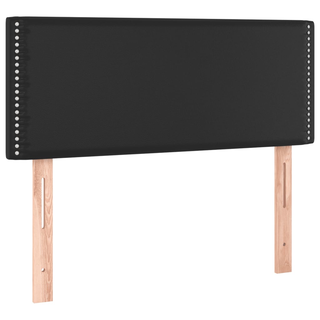 Lit à sommier tapissier avec matelas noir 90x200 cm en similicuir
