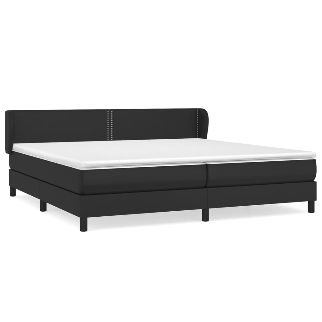 Sommier tapissier avec matelas noir 200x200 cm cuir artificiel