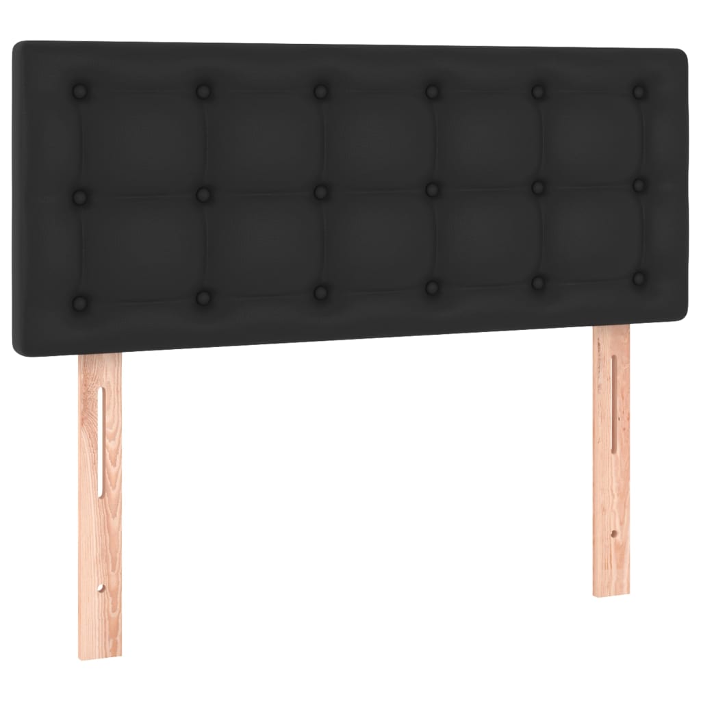 Lit à sommier tapissier avec matelas noir 90x200 cm en similicuir