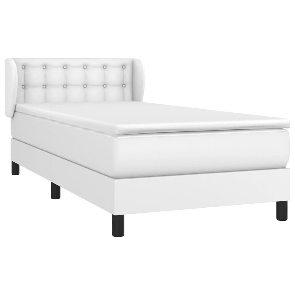 Lit à sommier tapissier avec matelas blanc 90x200 cm en similicuir