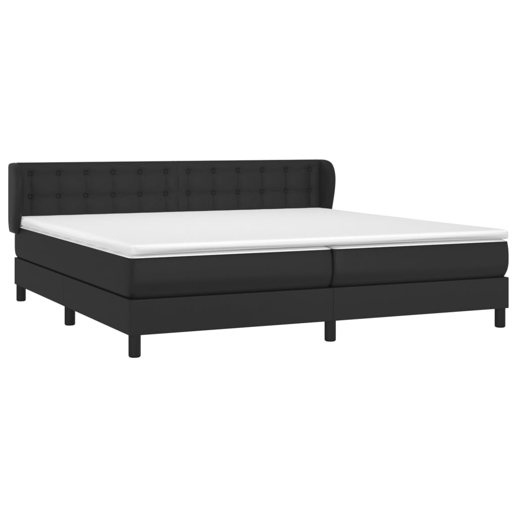 Sommier tapissier avec matelas noir 200x200 cm cuir artificiel