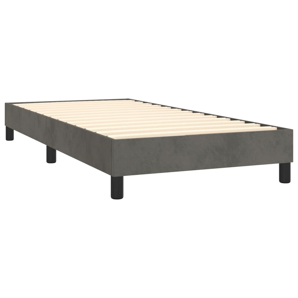 Sommier tapissier avec matelas gris foncé 100x200 cm velours