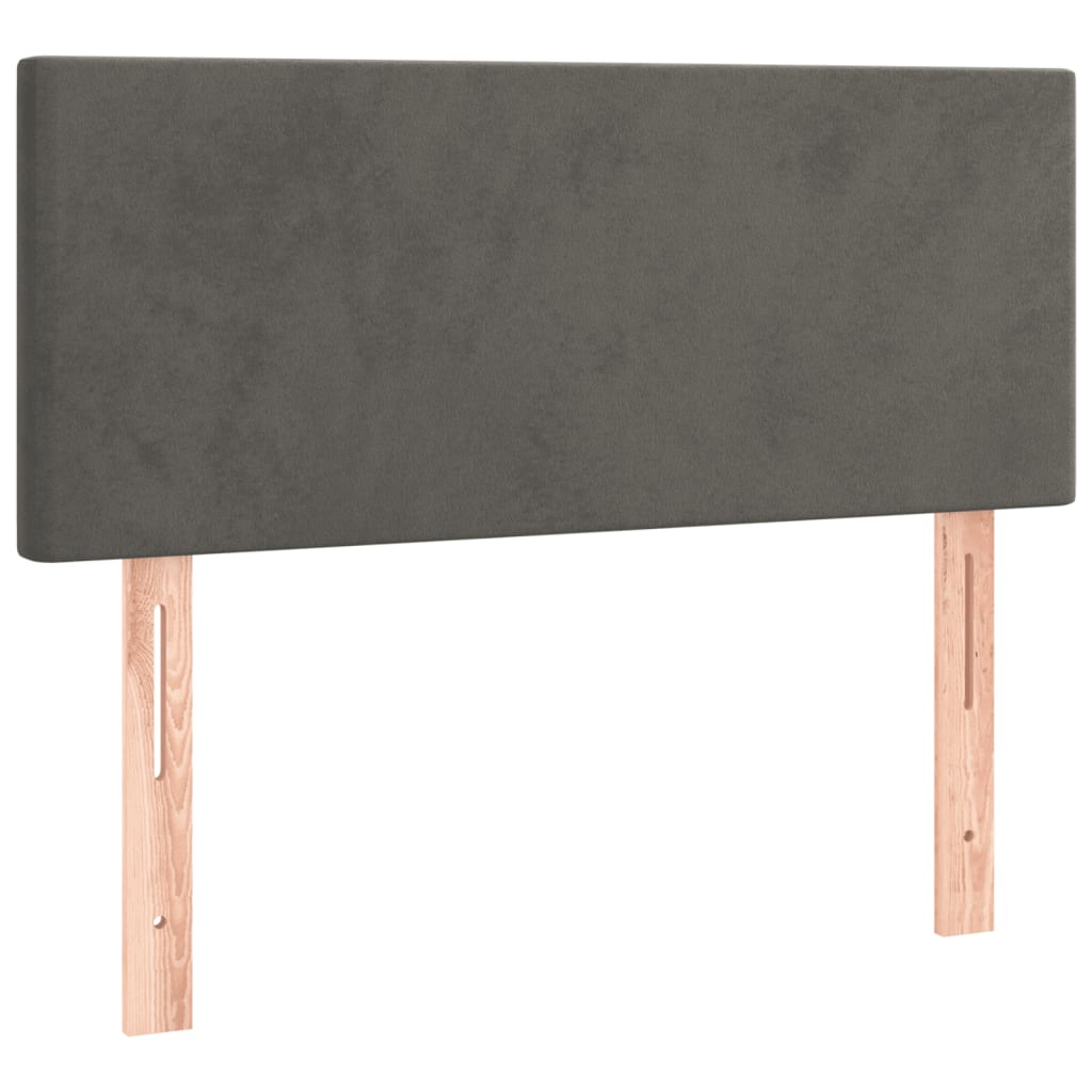 Sommier tapissier avec matelas gris foncé 100x200 cm velours