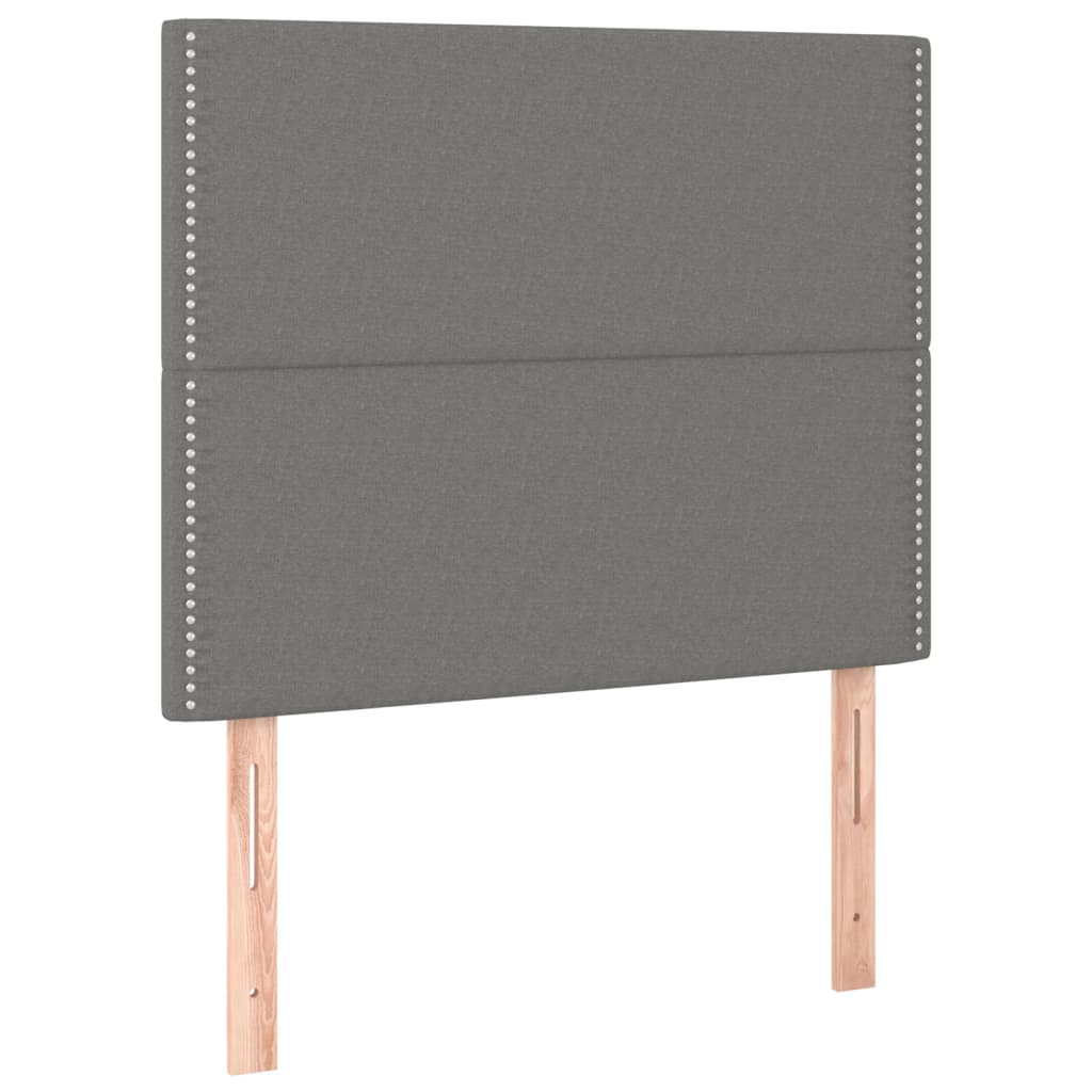 Lit sommier tapissier avec matelas tissu gris foncé 100x200 cm
