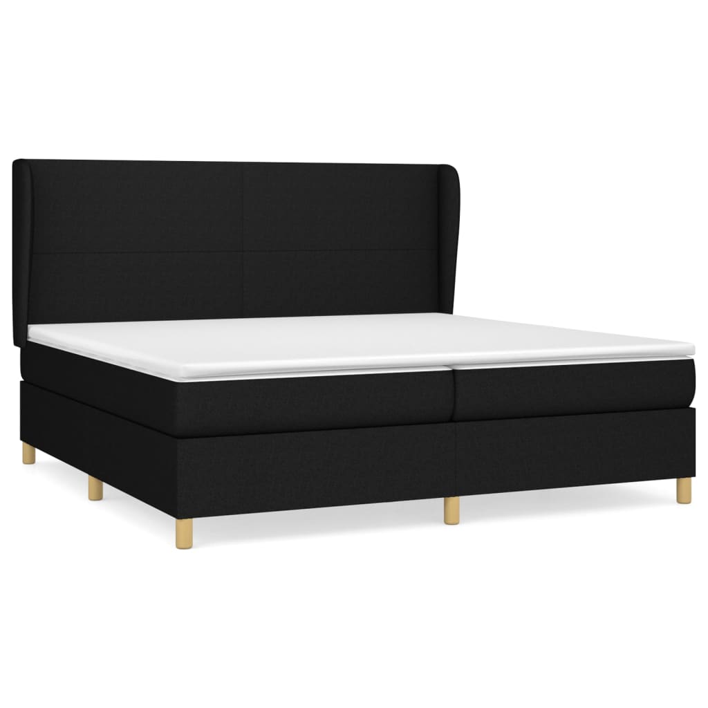 Lit à sommier tapissier avec matelas tissu noir 200x200 cm