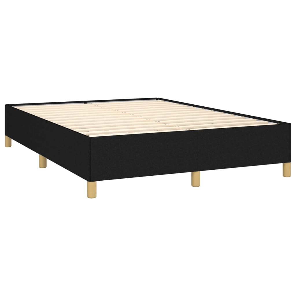 Lit à sommier tapissier avec matelas en tissu noir 140x190 cm