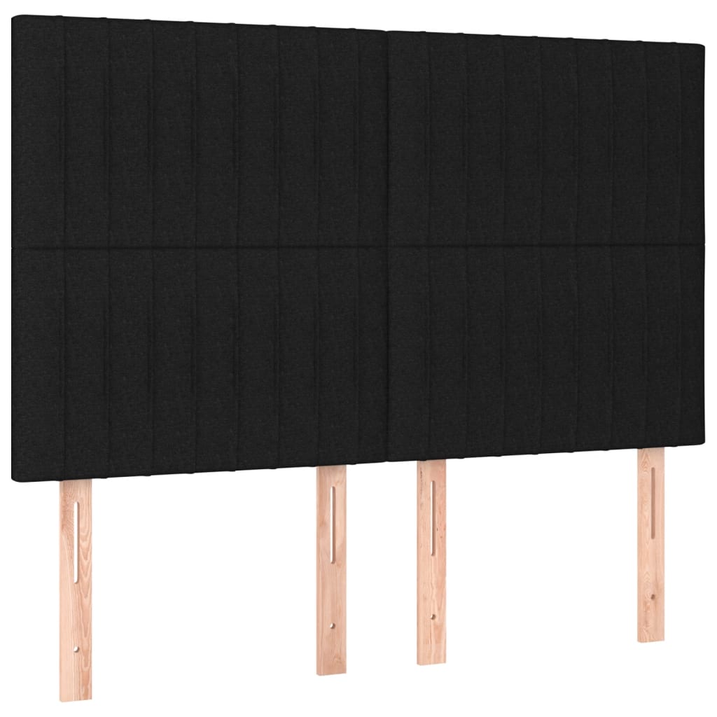 Lit à sommier tapissier avec matelas en tissu noir 140x190 cm