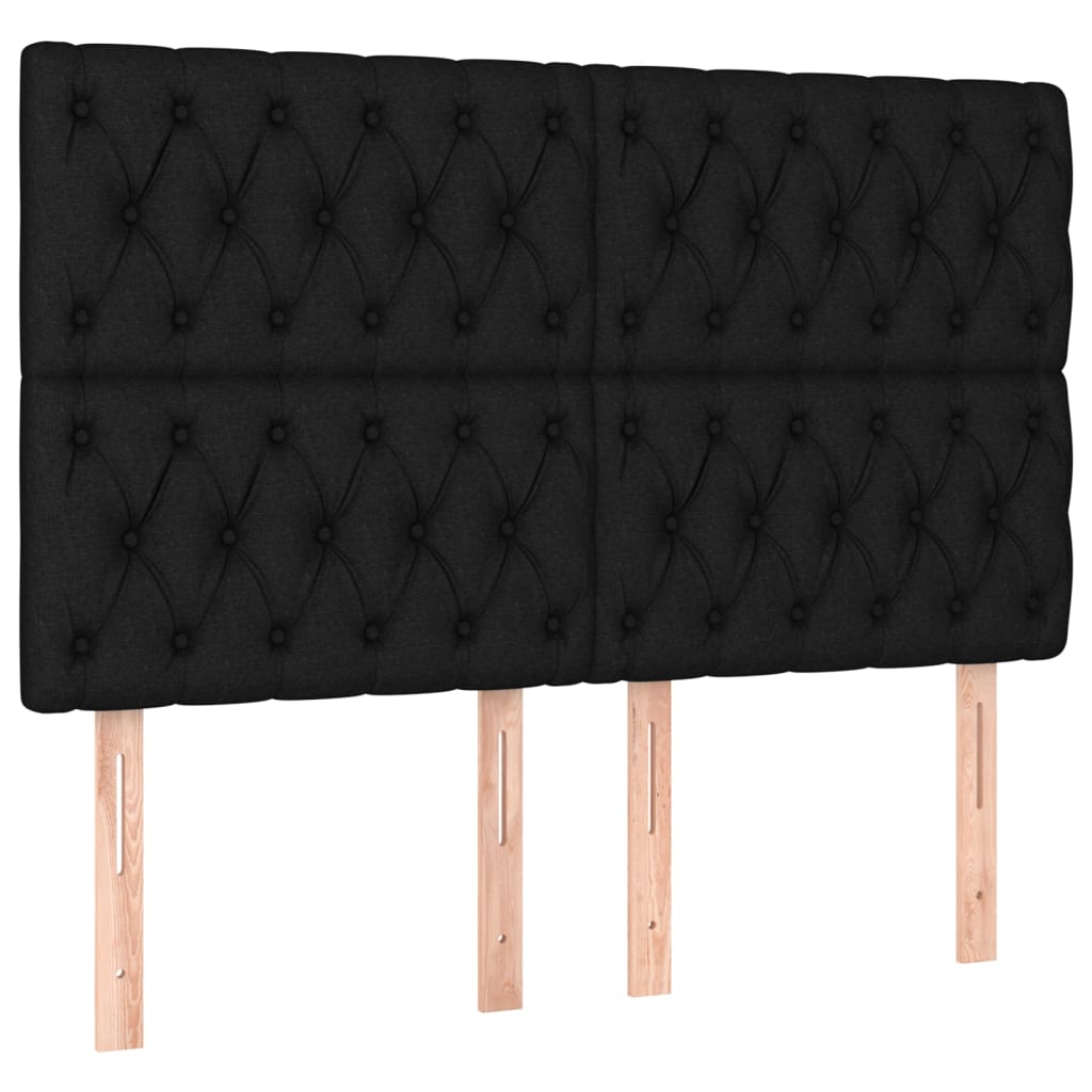 Lit à sommier tapissier avec matelas en tissu noir 140x190 cm