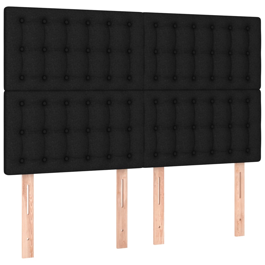 Lit à sommier tapissier avec matelas en tissu noir 140x190 cm