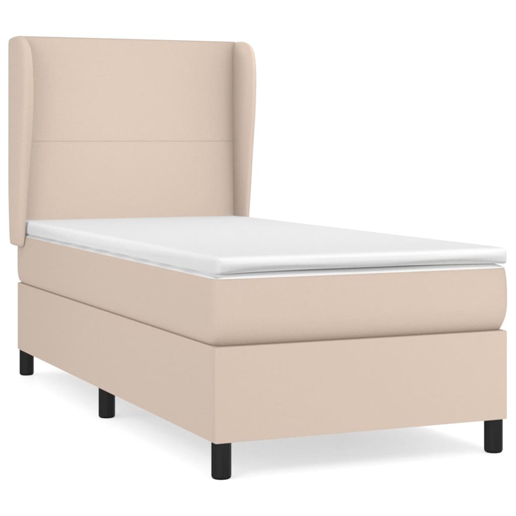 Matelas à sommier tapissier cappuccino-marron 100x200cm cuir artificiel