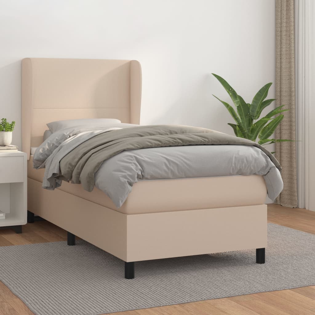 Matelas à sommier tapissier cappuccino-marron 100x200cm cuir artificiel