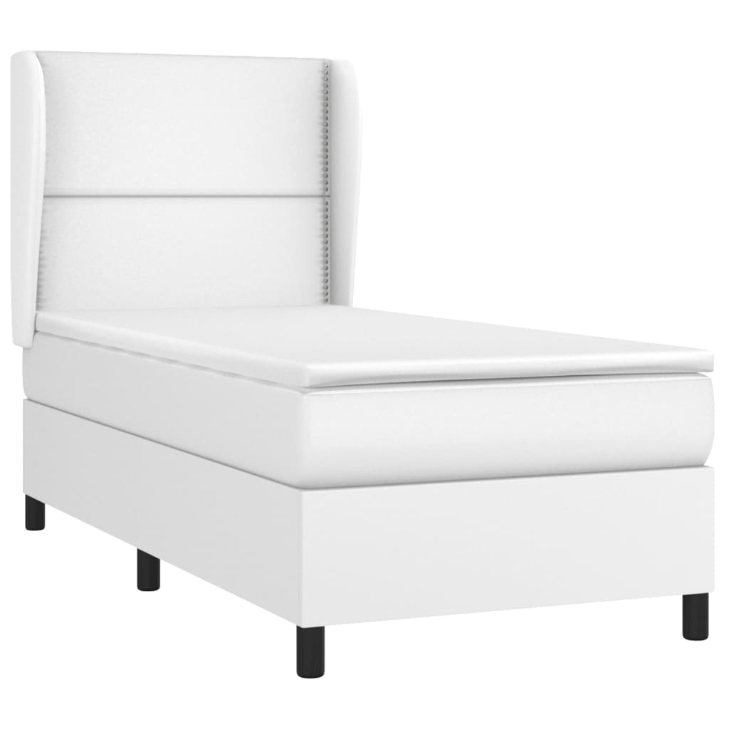 Lit à sommier tapissier avec matelas blanc 90x200 cm en similicuir