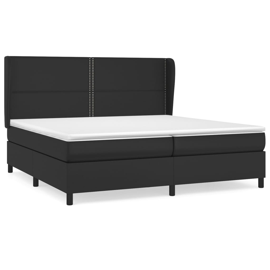 Lit à sommier tapissier avec matelas noir 200x200 cm en similicuir