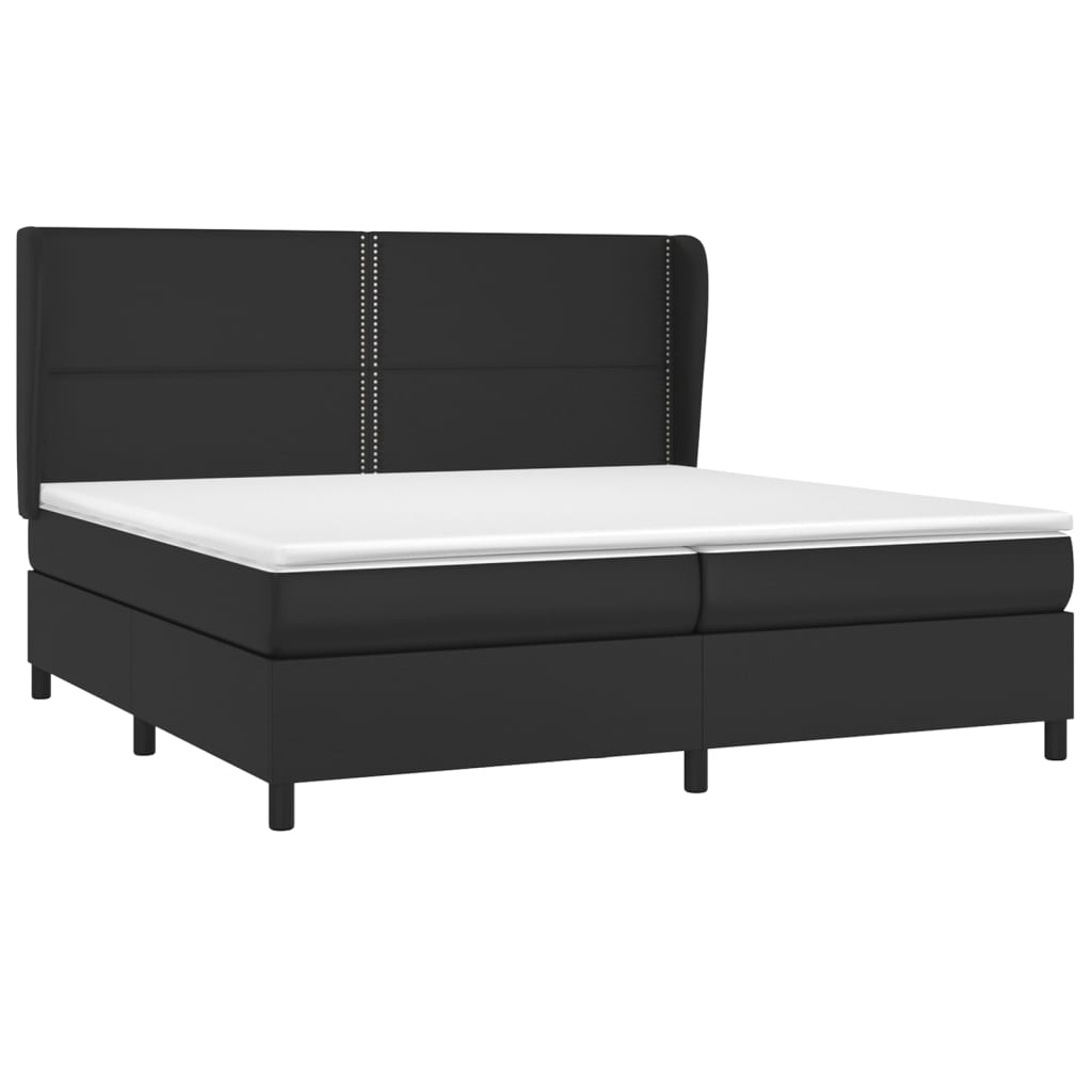 Lit à sommier tapissier avec matelas noir 200x200 cm en similicuir