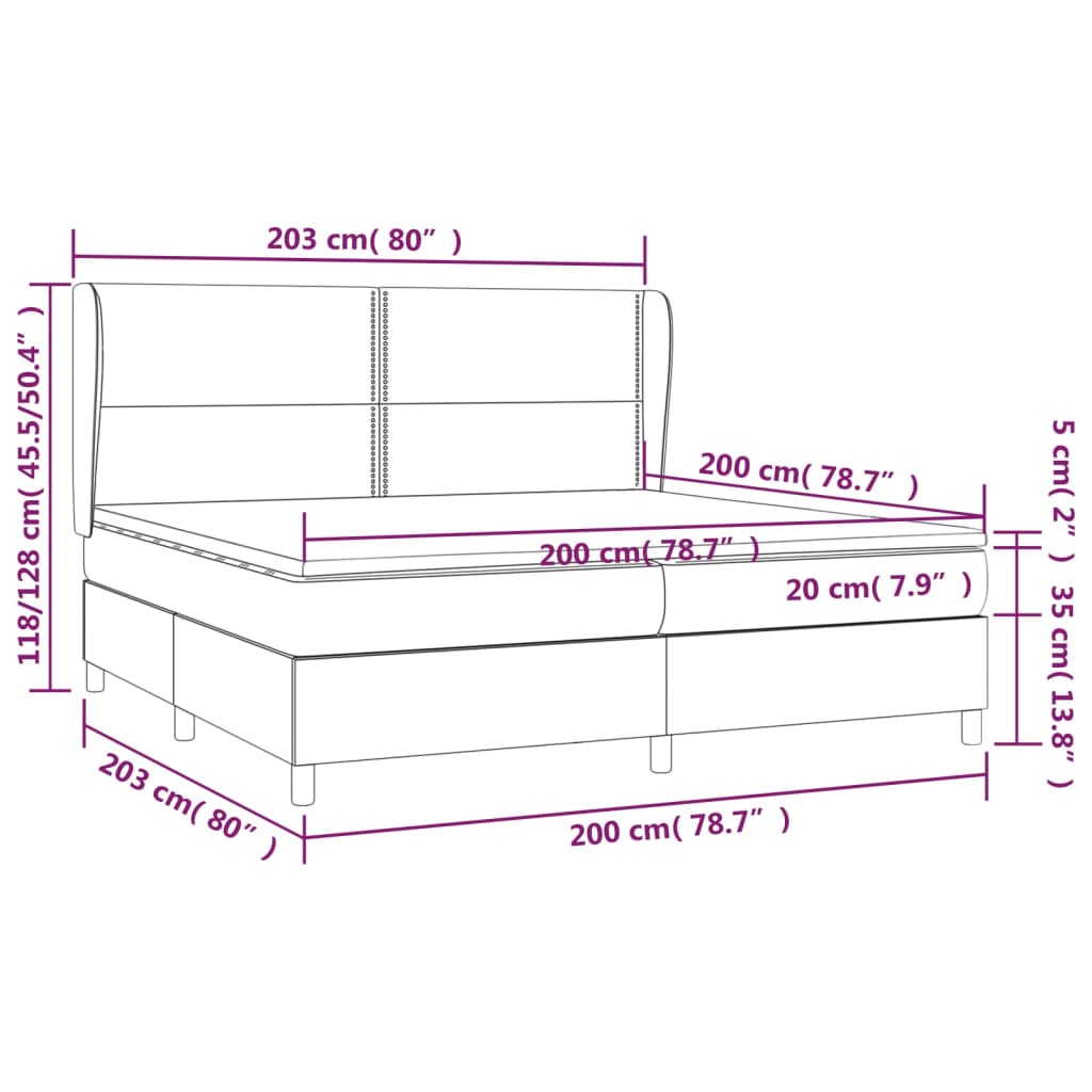 Lit à sommier tapissier avec matelas noir 200x200 cm en similicuir