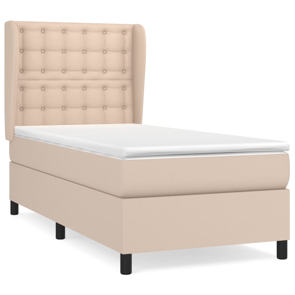 Matelas à sommier tapissier cappuccino-marron 100x200cm cuir artificiel