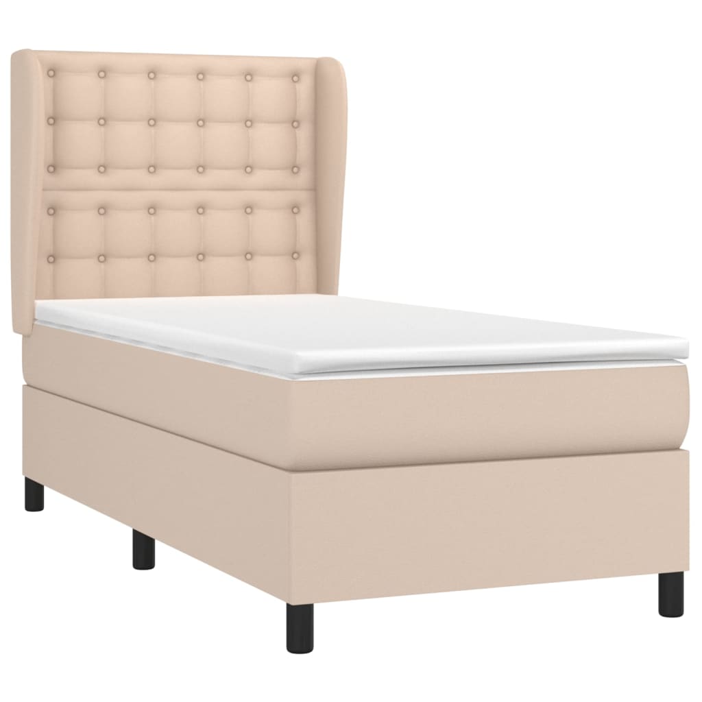 Matelas à sommier tapissier cappuccino-marron 100x200cm cuir artificiel
