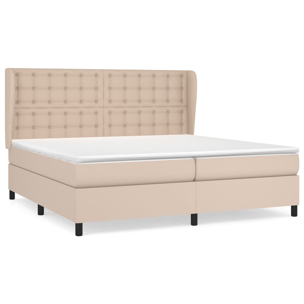 Matelas à sommier tapissier cappuccino-marron 200x200cm cuir artificiel