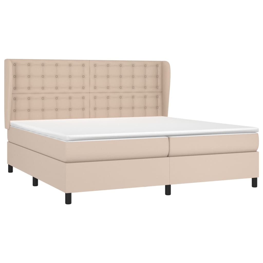 Matelas à sommier tapissier cappuccino-marron 200x200cm cuir artificiel