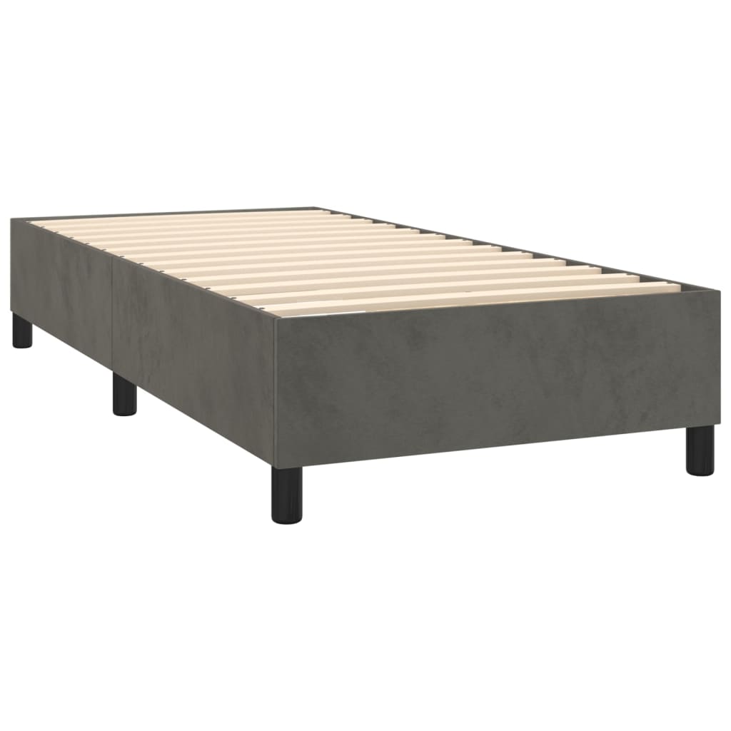 Sommier tapissier avec matelas gris foncé 100x200 cm velours