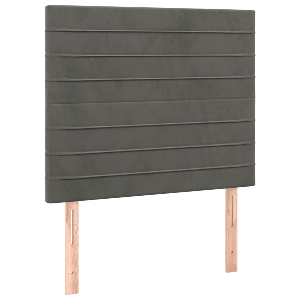 Sommier tapissier avec matelas gris foncé 100x200 cm velours