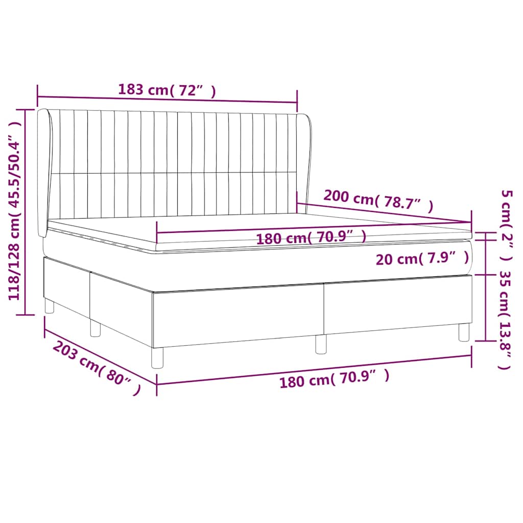Boxspringbett mit Matratze Schwarz 180x200 cm Samt