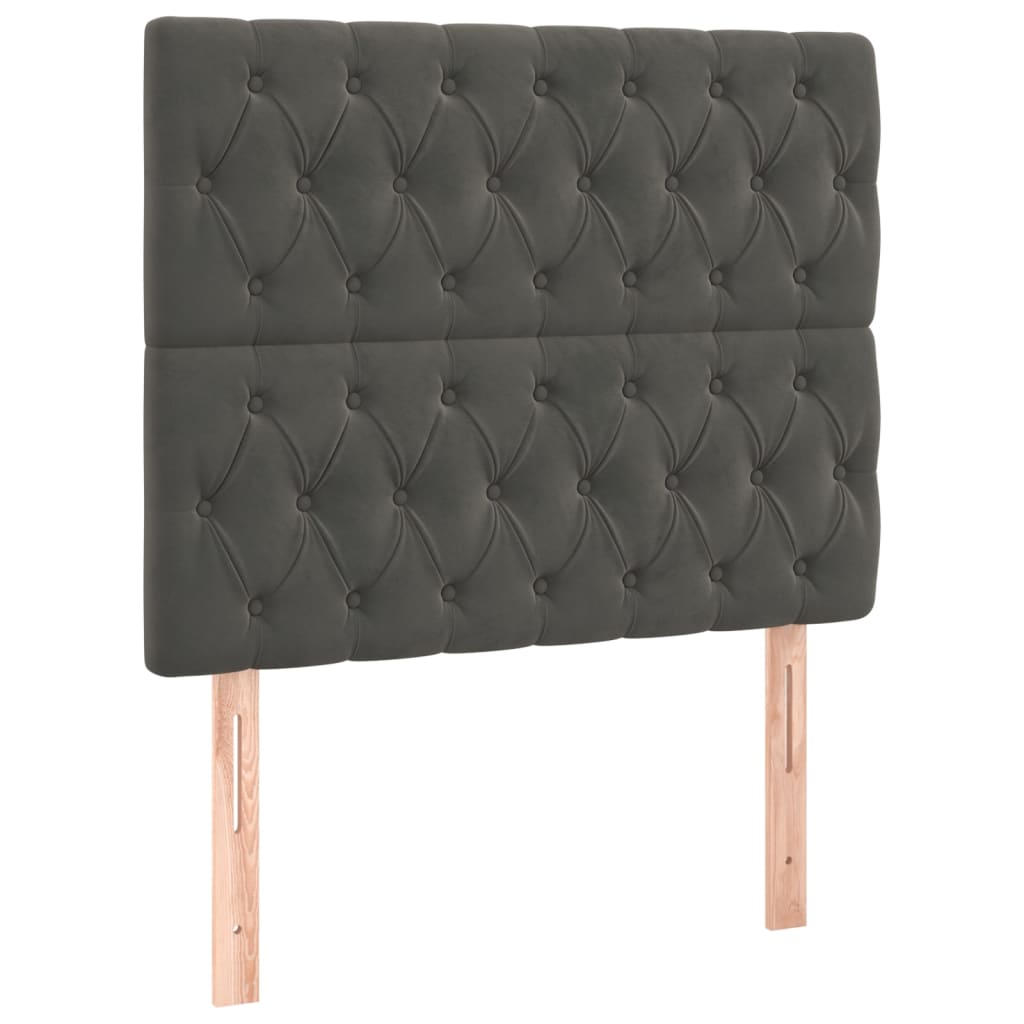 Sommier tapissier avec matelas gris foncé 100x200 cm velours