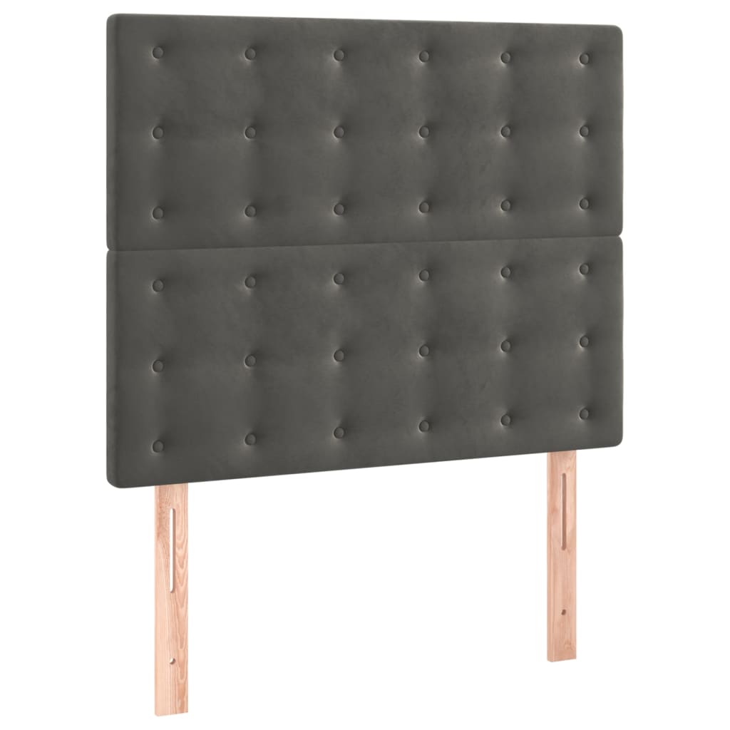 Sommier tapissier avec matelas gris foncé 100x200 cm velours
