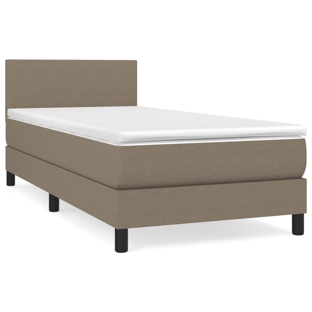 Lit sommier tapissier avec matelas tissu taupe 80x200 cm