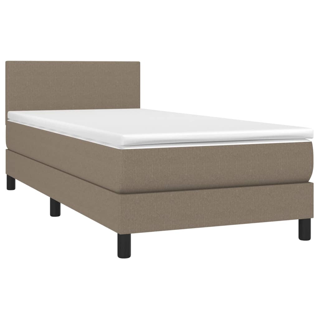 Lit sommier tapissier avec matelas tissu taupe 80x200 cm