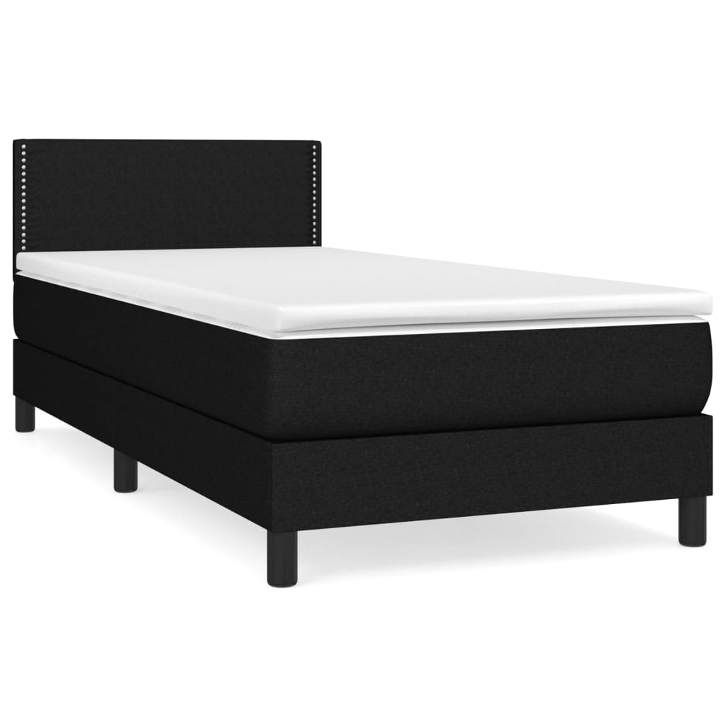 Box spring bed with mattress black 90x200 cm fabric