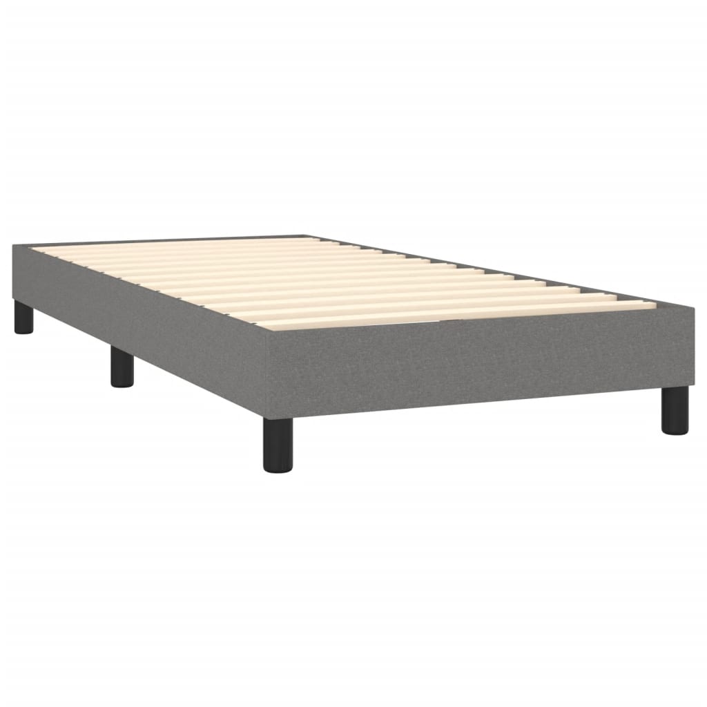 Lit sommier tapissier avec matelas tissu gris foncé 100x200 cm