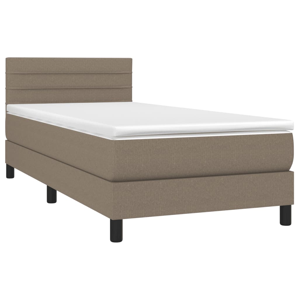 Lit sommier tapissier avec matelas tissu taupe 80x200 cm